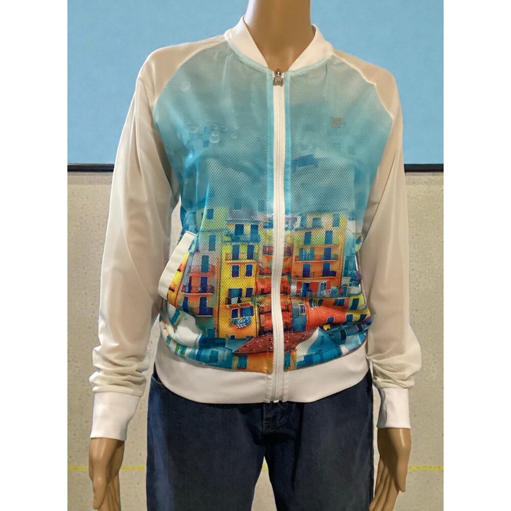 Fila White Line women's Italian coastal town print bomber zip-up bomber jacket M